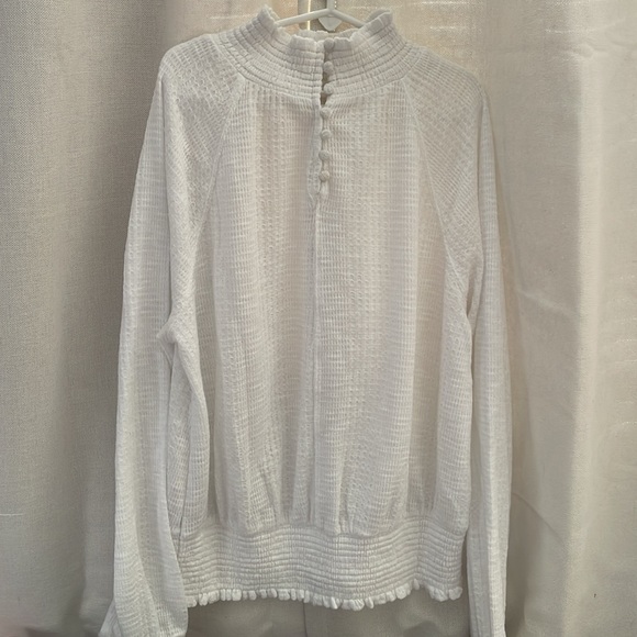 Free People Boulevard Ruffled Top Textured Knit White XS Bohemian Feminine - Picture 4 of 9